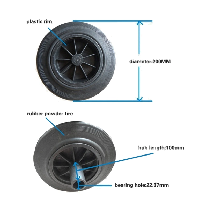 8 6 Inch Flat Free PU Foam Wheel and Solid Powder Rubber Caster Wheel for Garbage Can Dust Waste Trash Container Bin