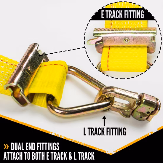 Correas de trinquete de 2 pulgadas y 50 mm de amarre con ajuste de riel E